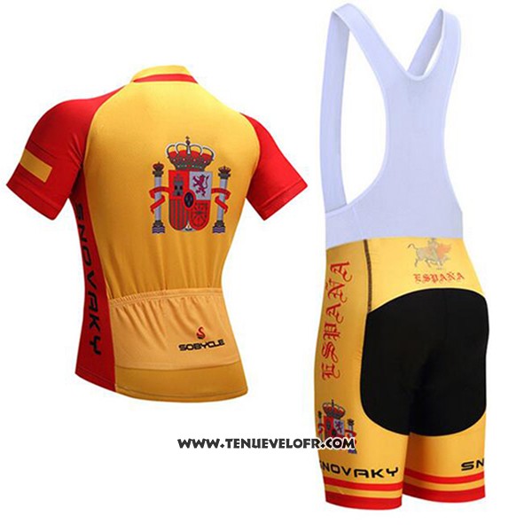 2017 Maillot Ciclismo Espagne Rouge et Jaune Manches Courtes et Cuissard